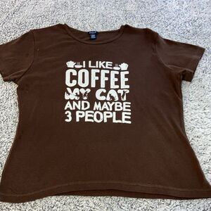 I Like COFFEE my CAT and MAYBE 3 People Tee Sz XL